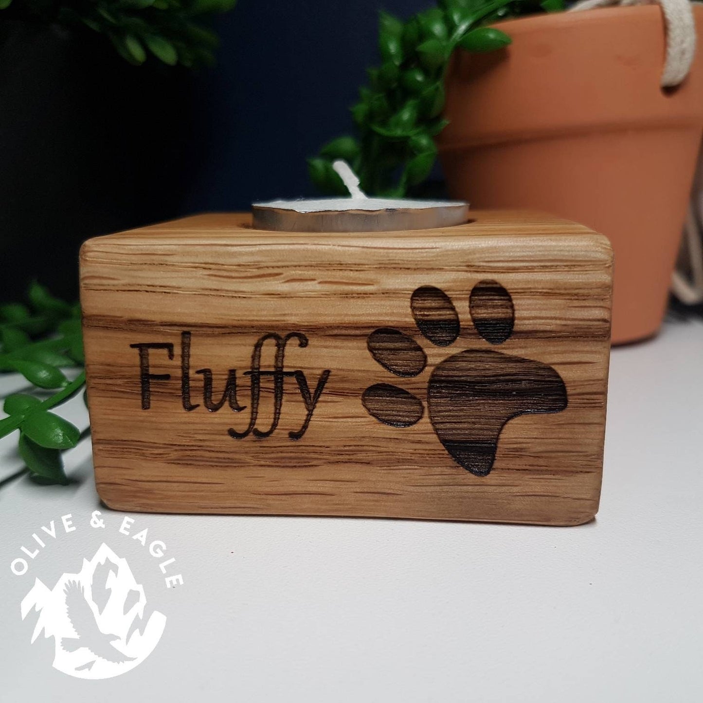 Pet memorial Handmade Oak Tea Light Holders,