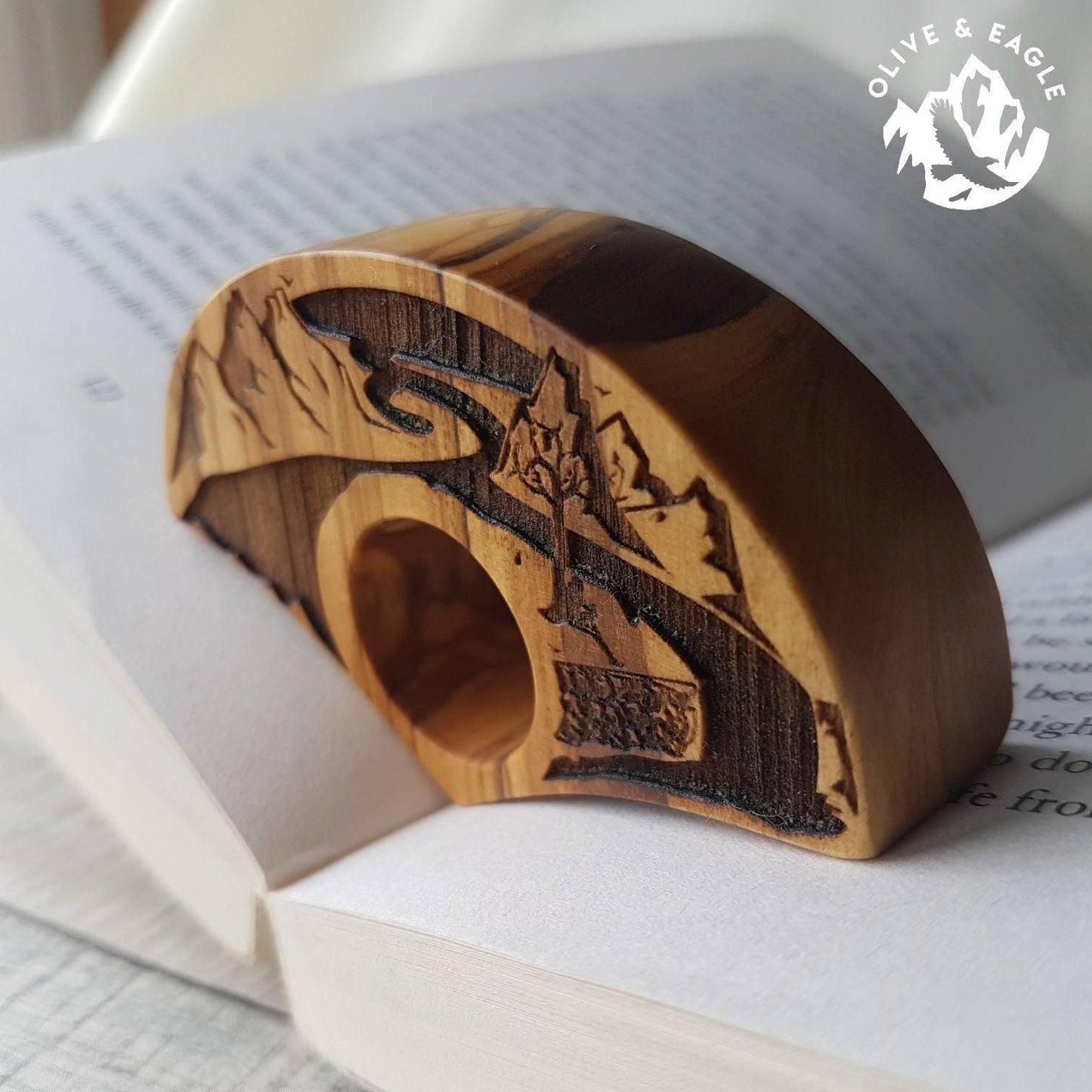 Engraved Mountains and River Book Page Holder