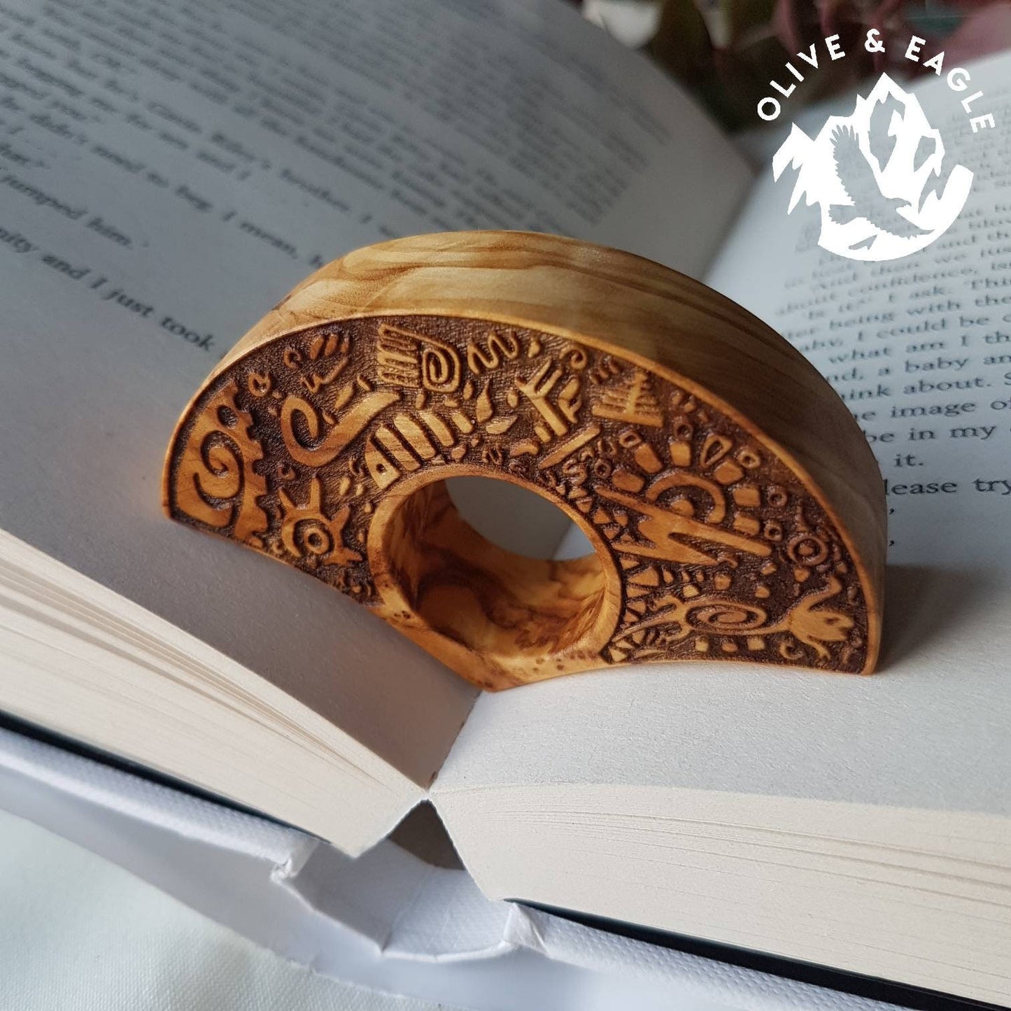 Olive wood book page holder,