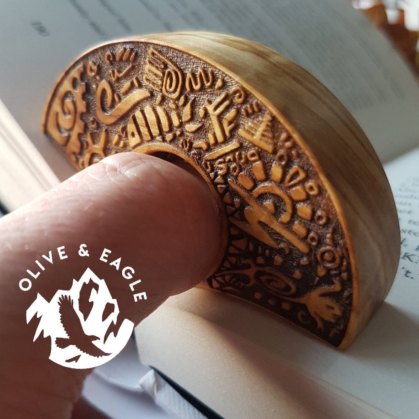 Olive wood book page holder,