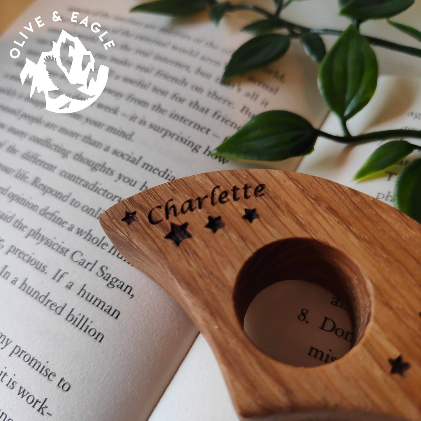 Personalised stars Oak Book Thumb spreader