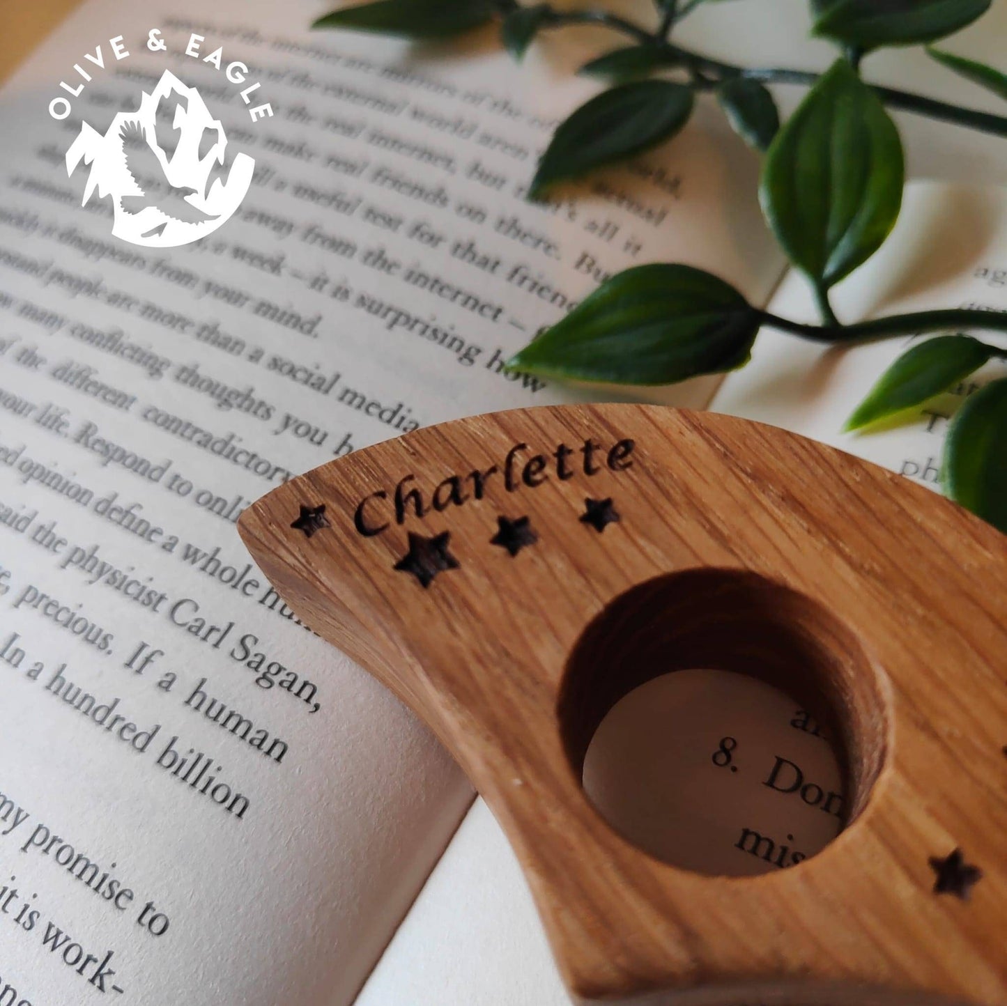 Personalised stars Oak Book Thumb spreader