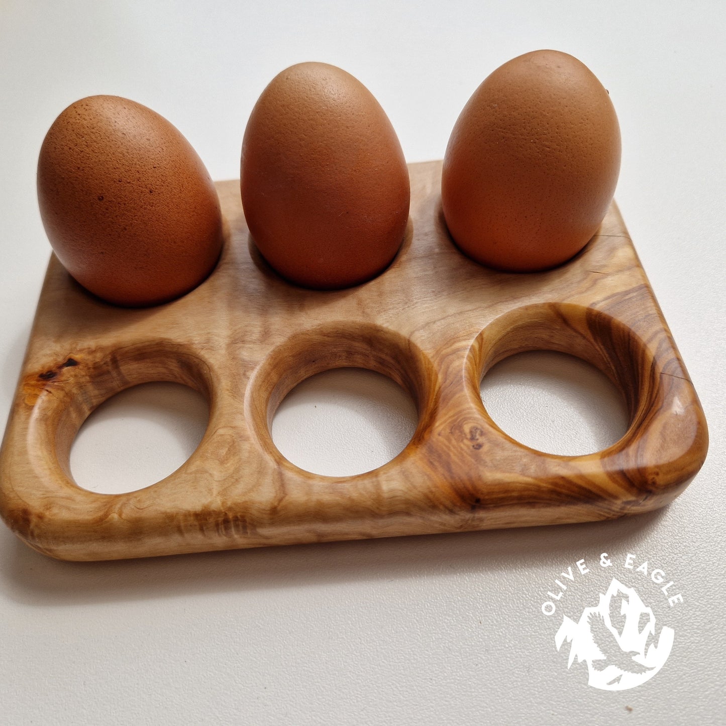 egg holder, handmade olivewood 6 egg holder.
