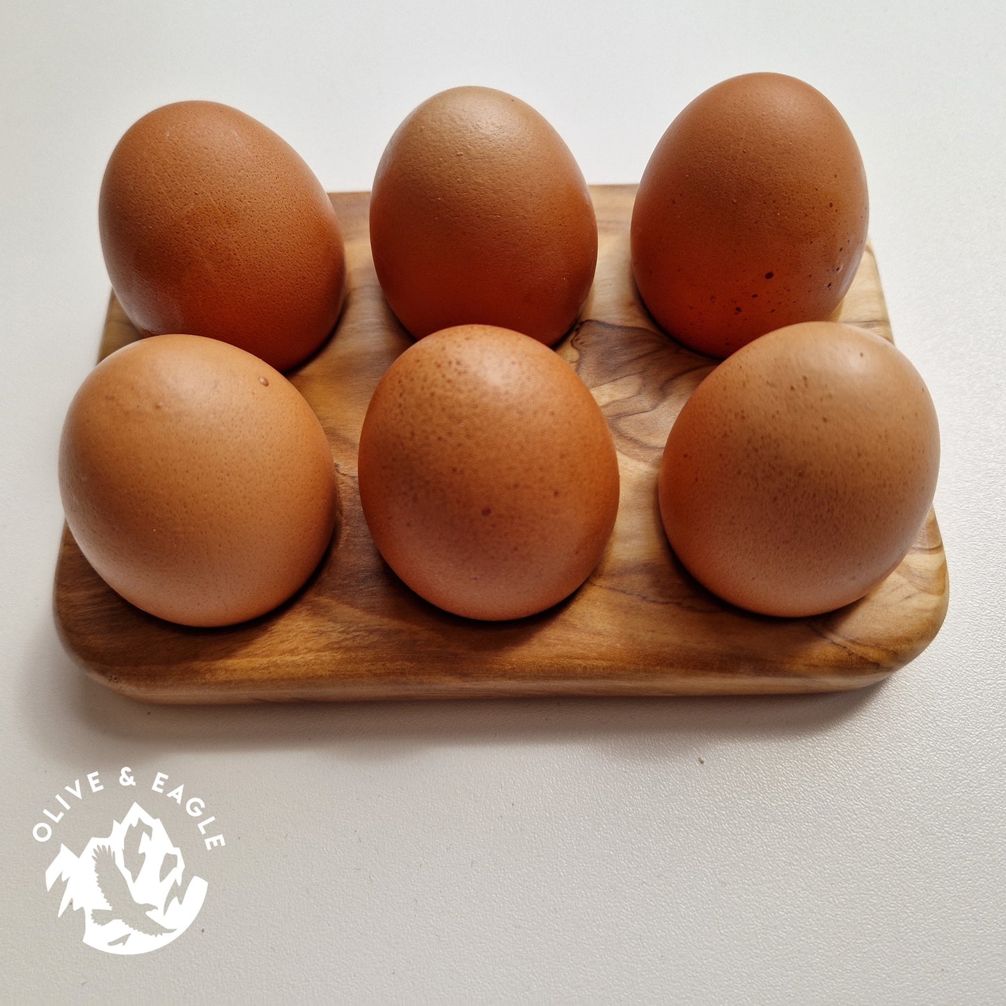 egg holder, handmade olivewood 6 egg holder.