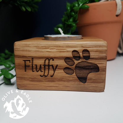 Pet memorial Handmade Oak Tea Light Holders,