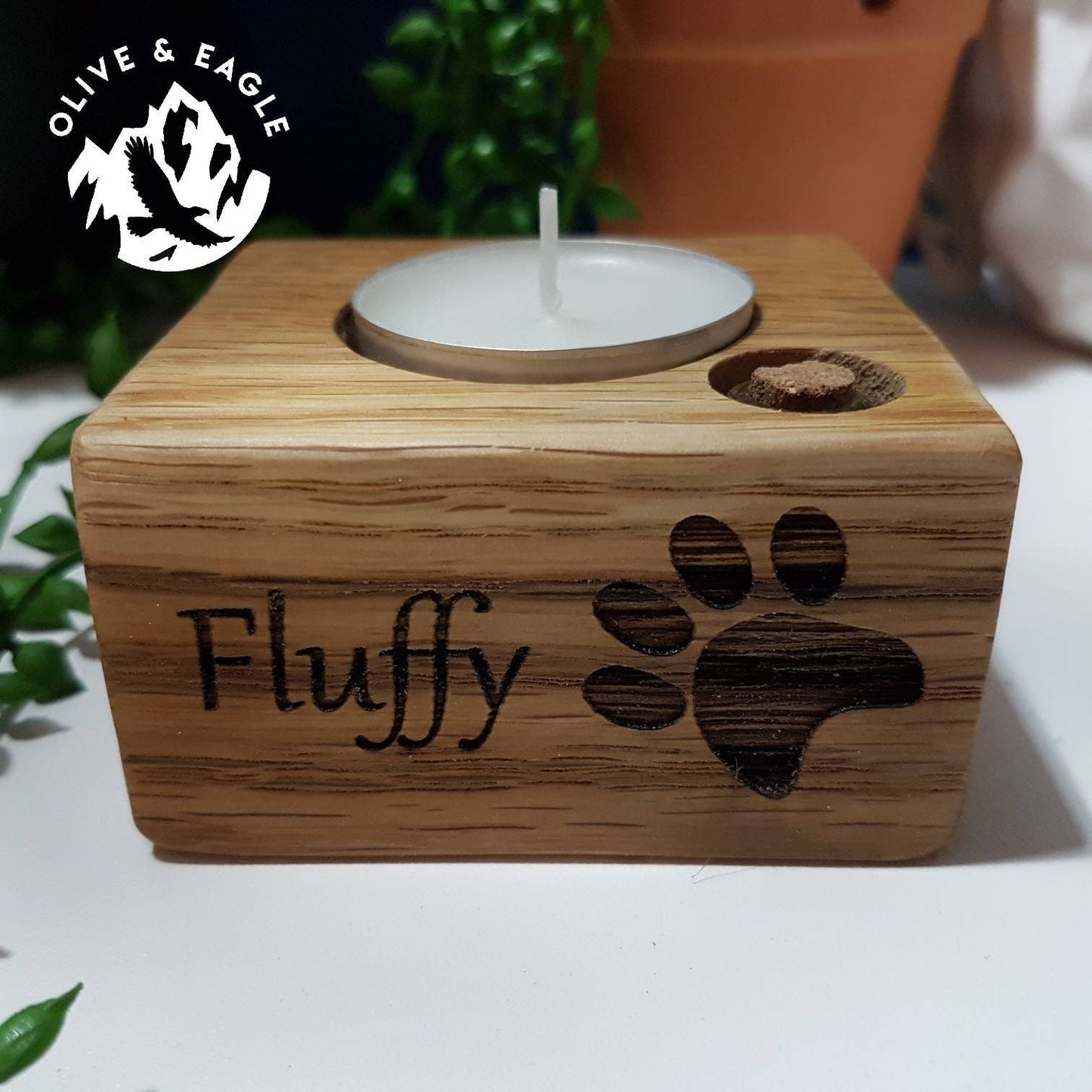 Pet memorial Handmade Oak Tea Light Holders,