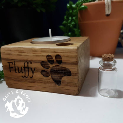 Pet memorial Handmade Oak Tea Light Holders,