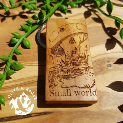 Olive Wood Engraved Keyring,