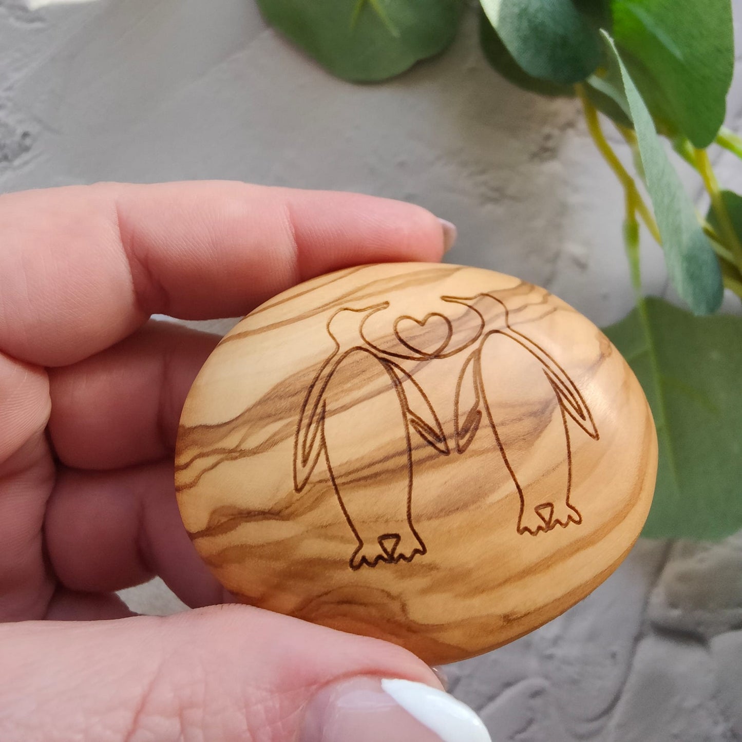 Penguin heart pocket pebble