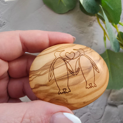 Penguin heart pocket pebble