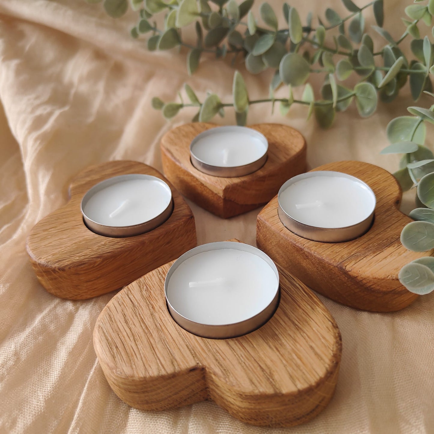Handcrafted Oak Heart-Shaped Tealight Holder