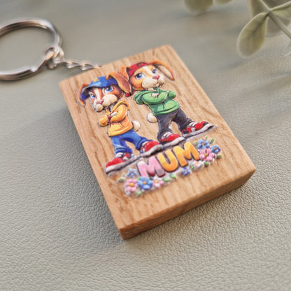 Bunny Duo, Mum Oak Keyring