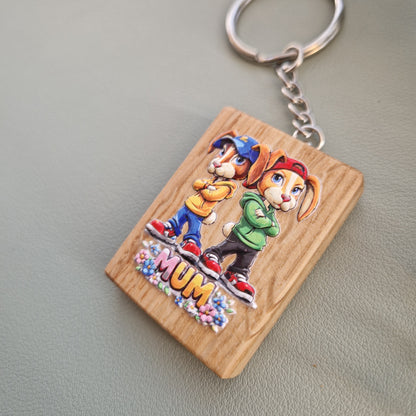 Bunny Duo, Mum Oak Keyring