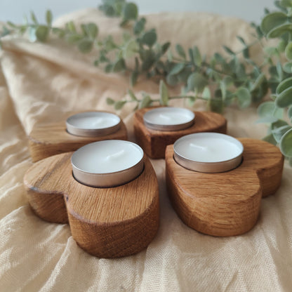Handcrafted Oak Heart-Shaped Tealight Holder