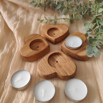 Handcrafted Oak Heart-Shaped Tealight Holder