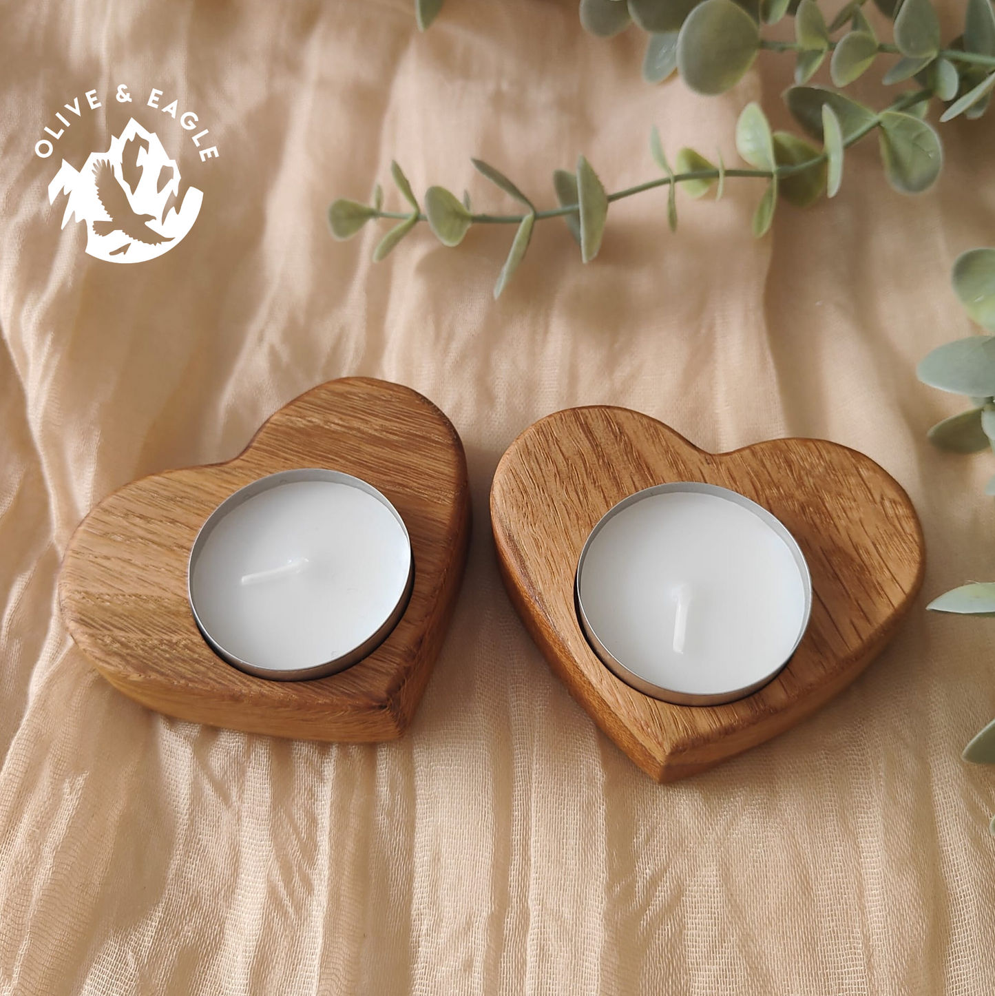 Handcrafted Oak Heart-Shaped Tealight Holder