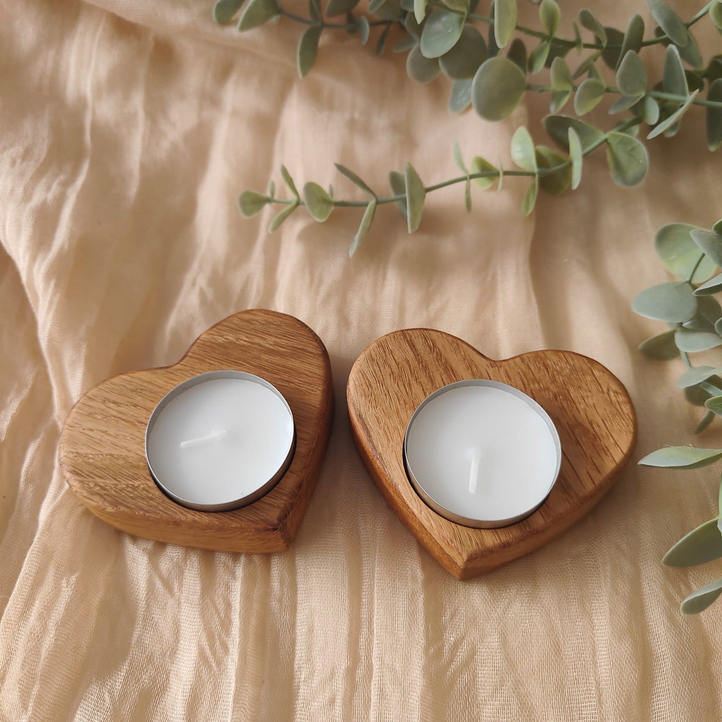 Handcrafted Oak Heart-Shaped Tealight Holder