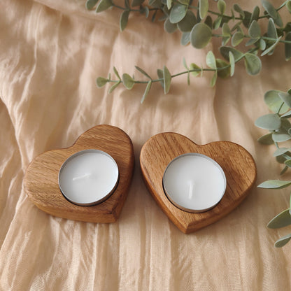 Handcrafted Oak Heart-Shaped Tealight Holder