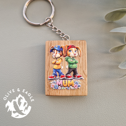Bunny Duo, Mum Oak Keyring