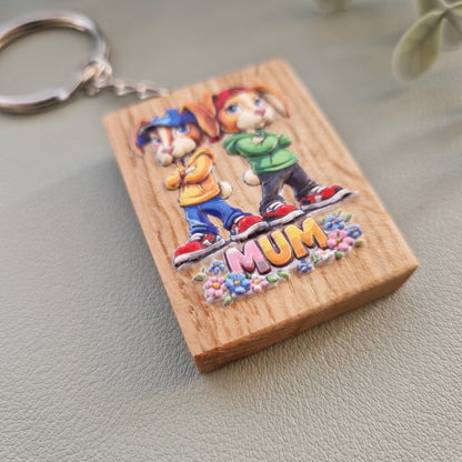 Bunny Duo, Mum Oak Keyring