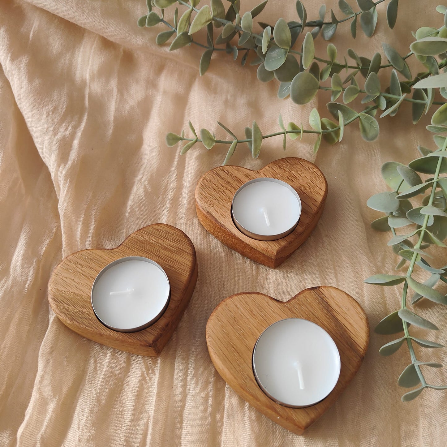 Handcrafted Oak Heart-Shaped Tealight Holder