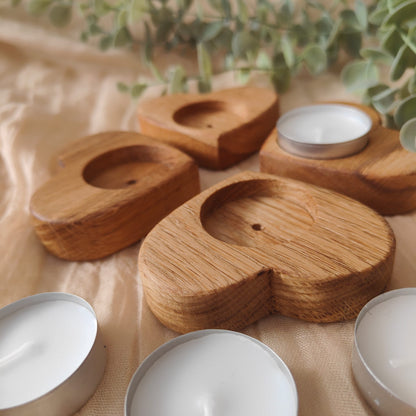 Handcrafted Oak Heart-Shaped Tealight Holder