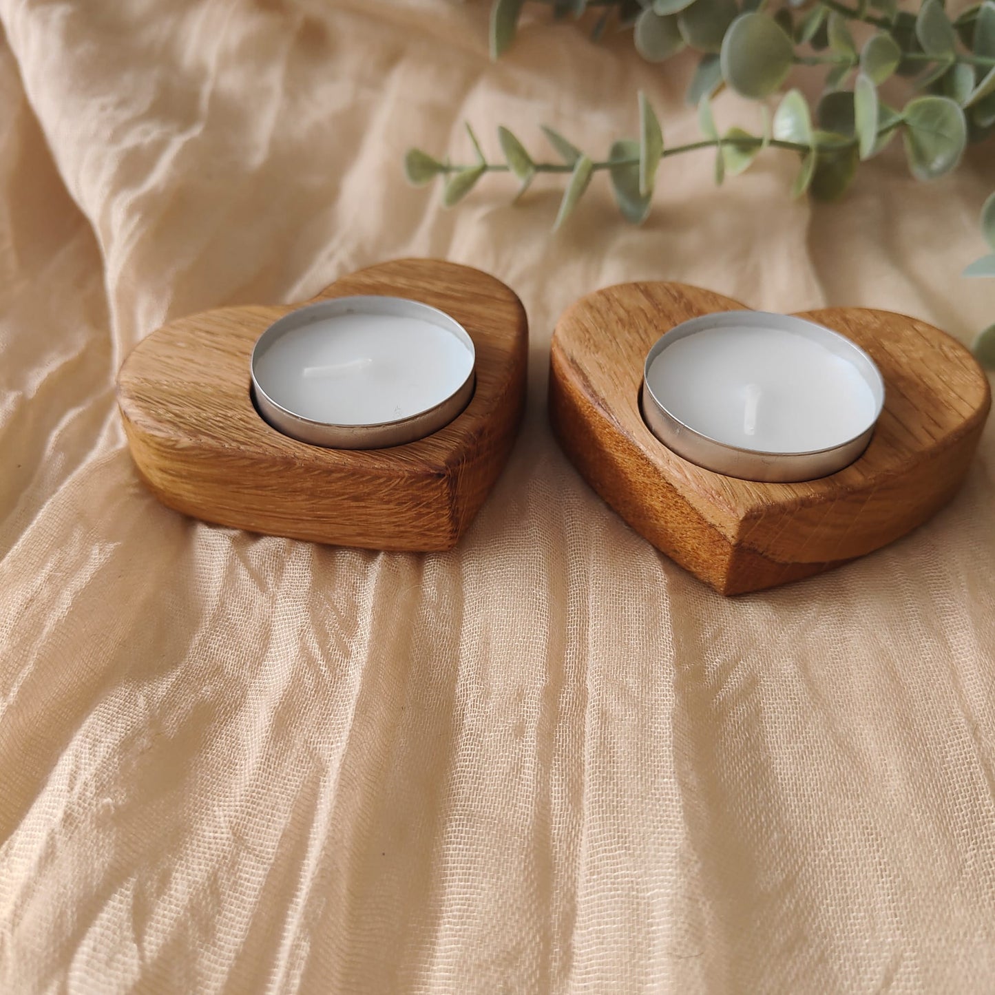 Handcrafted Oak Heart-Shaped Tealight Holder
