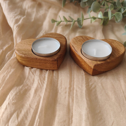 Handcrafted Oak Heart-Shaped Tealight Holder